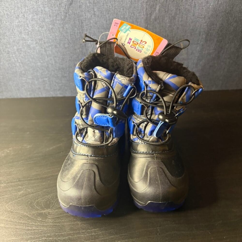 Member's Mark Kid's Snow Boot Sz 7/8 NWT Blue Gray Black